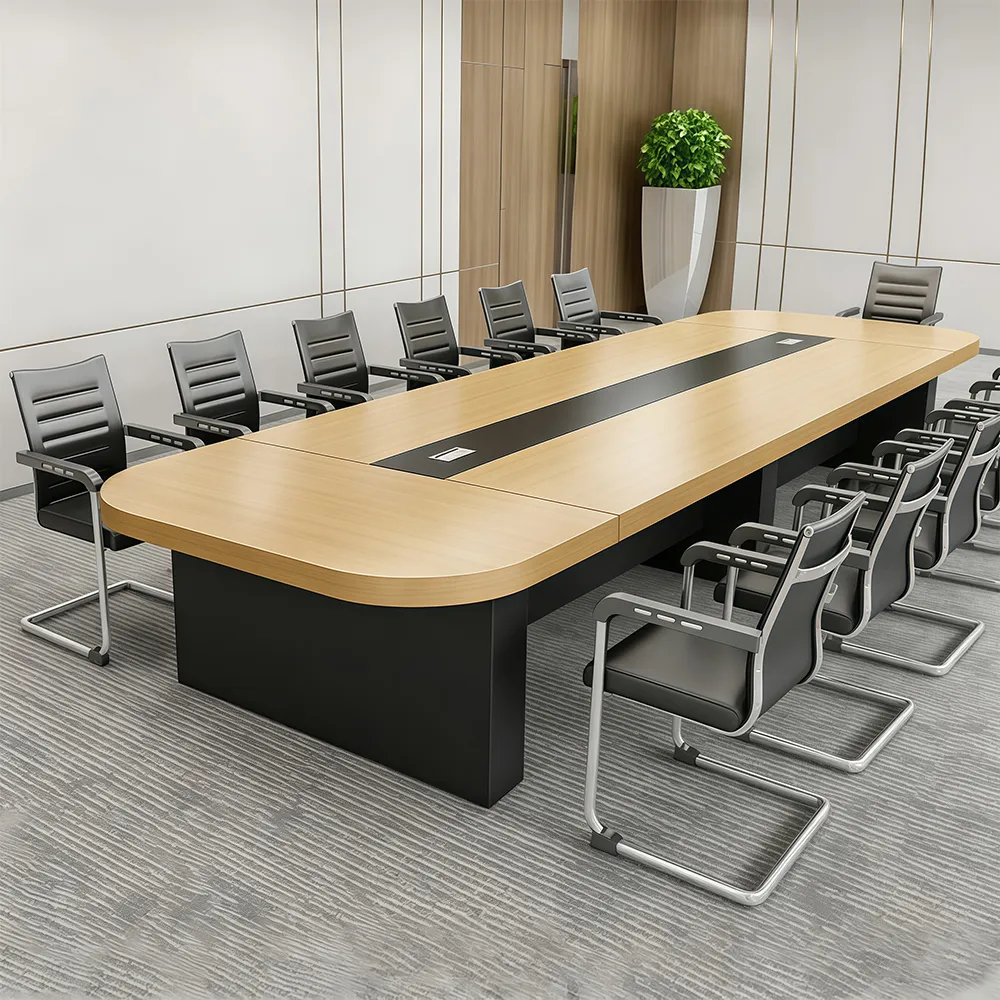 Round Edge Large Conference Table  Modern Long Meeting Table for Offices - image 3