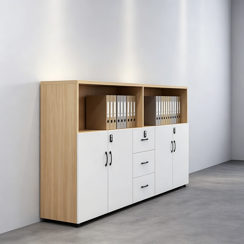 Lockable Wooden Low File Cabinet Bookcase - image 3