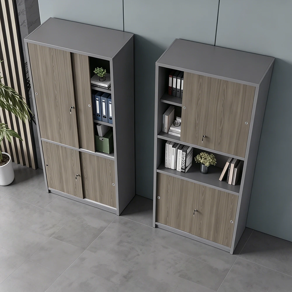 Wooden Sliding Door Office File & Book Cabinet - image 3
