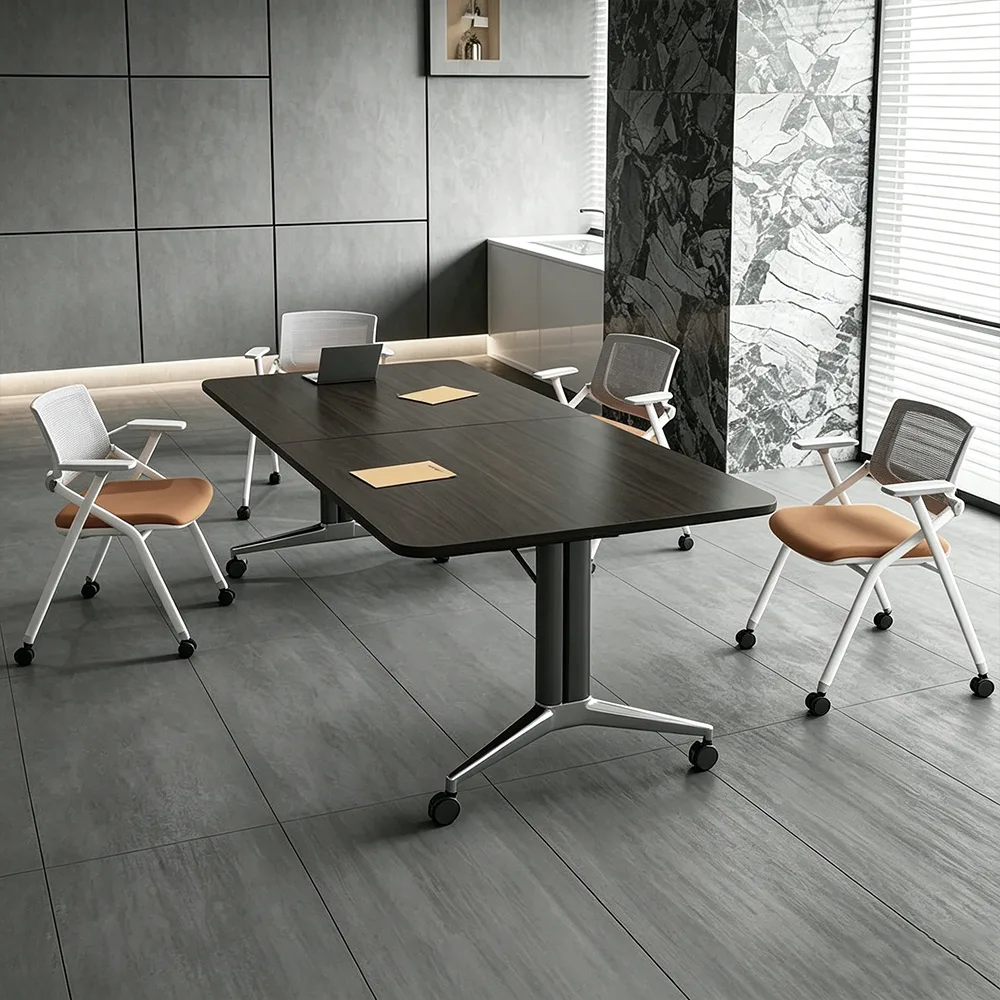 Foldable Conference Table Long Rectangular & Movable Modular Design - image 3