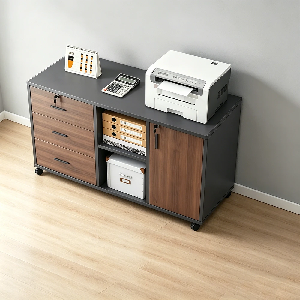Mobile Under-Desk Storage Cabinet With Locking Drawer - image 3