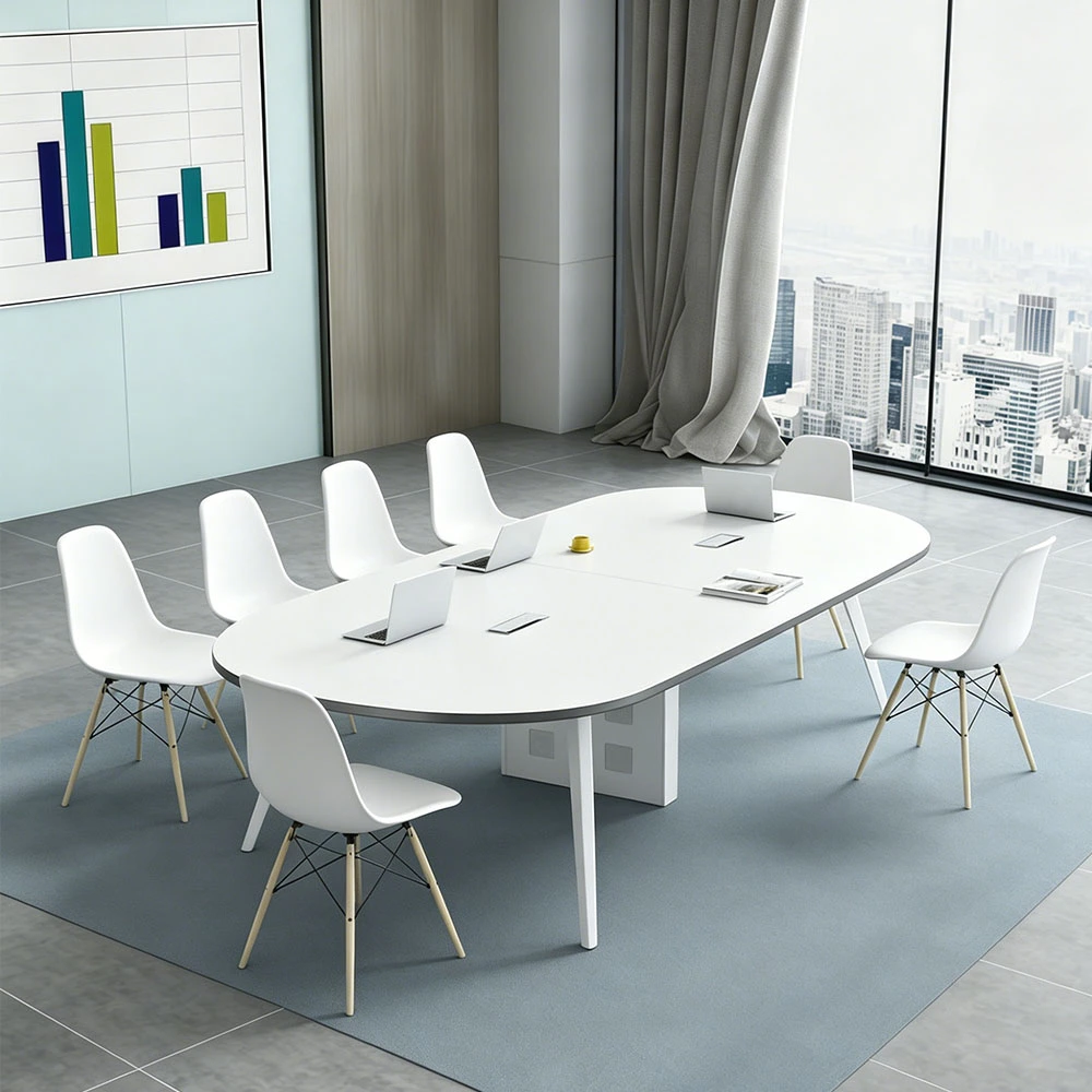 Modern Elliptical Tapered Conference Table – Long Training Desk for Offices - image 2