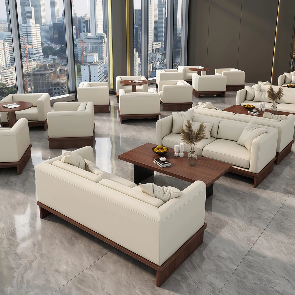 Simple Solid Wood Sofa for Business Lounge - image 3