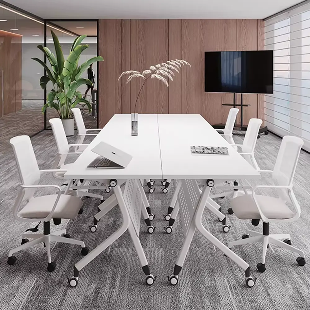 Mobile Folding Meeting Table – Modular Stackable with Casters - image 3