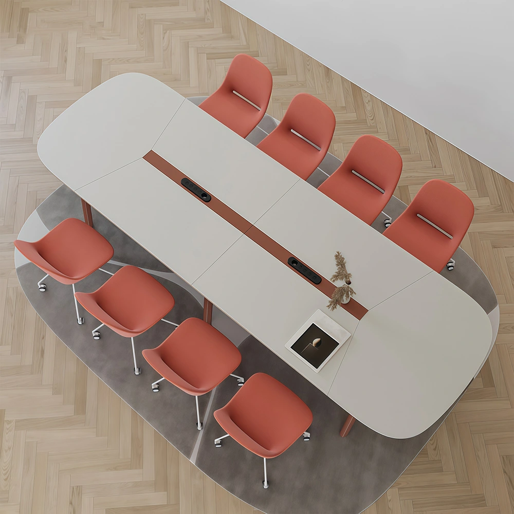 Modern Oval Conference Table  Long Rectangle Meeting Desk for Office - image 3