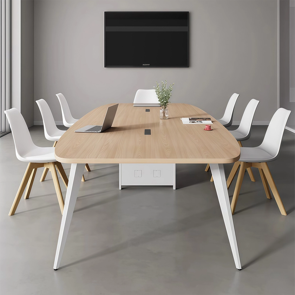 Modern Simple Oval Conference Table – Long Office Desk for Meetings - image 3