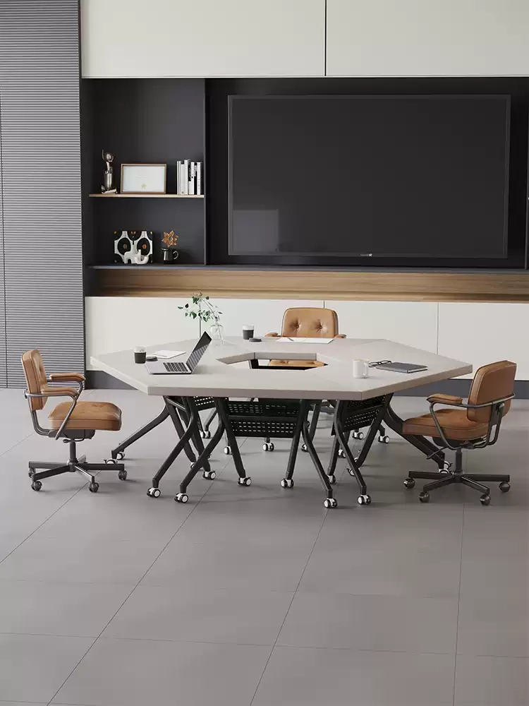 Simple Modern Folding Conference Table  Mobile Splicing Team Discussion Desk for Office - image 4