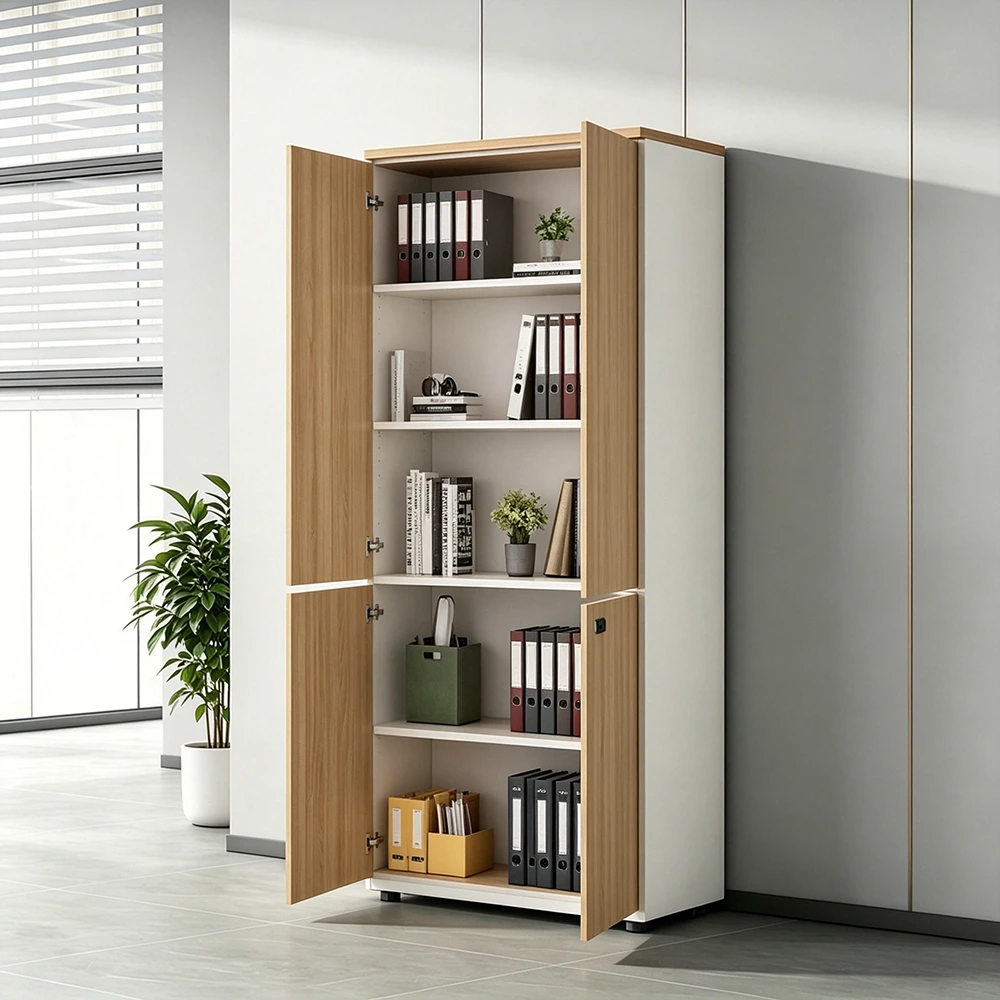 Locking Office Filing Cabinet with Bookshelf Design - image 2