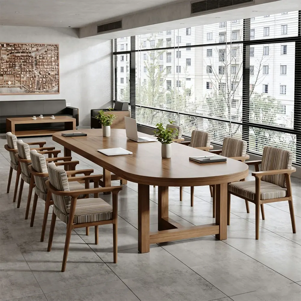 Solid Wood Conference Table Long Desk - image 2