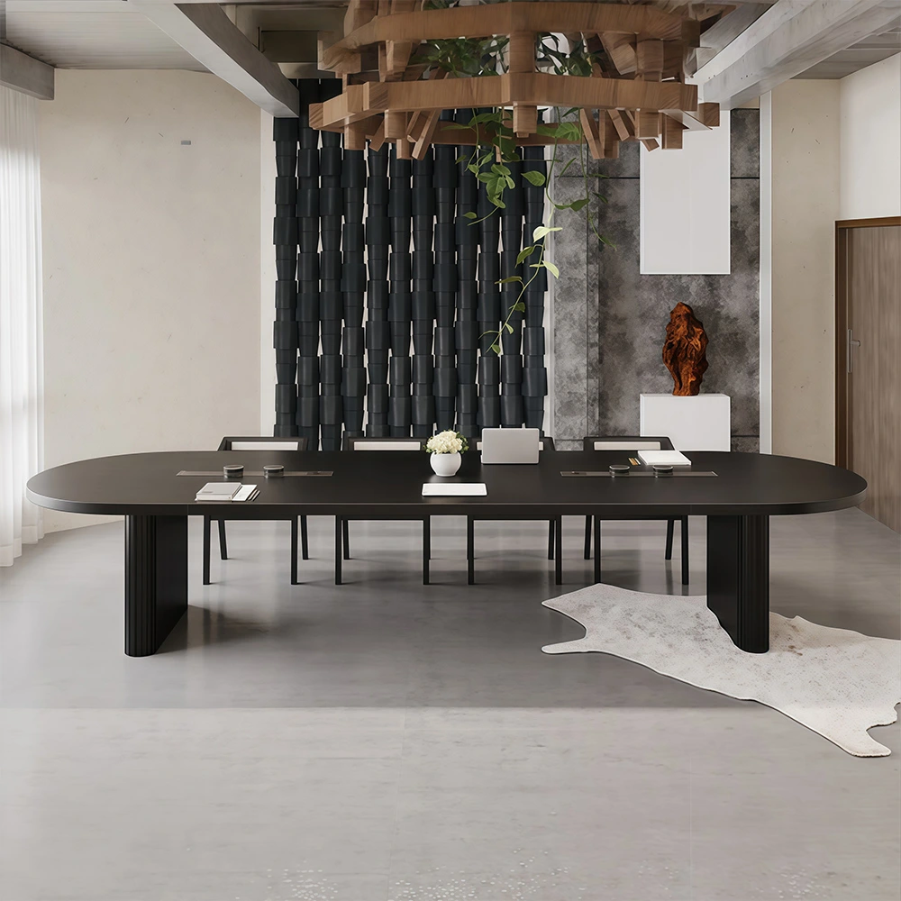 Solid Wood Conference Table with Power Outlets - image 3