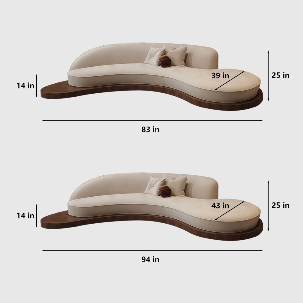 Retro Solid Wood Curved Sofa - image 7