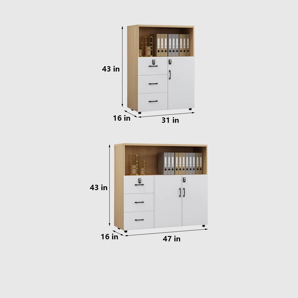 Lockable Wooden Low File Cabinet Bookcase - image 7