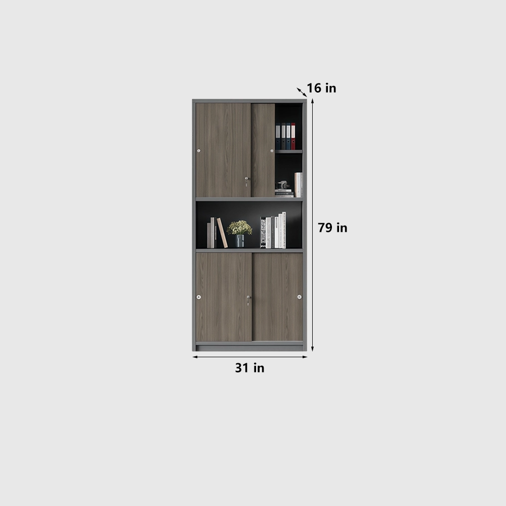 Wooden Sliding Door Office File & Book Cabinet - image 7