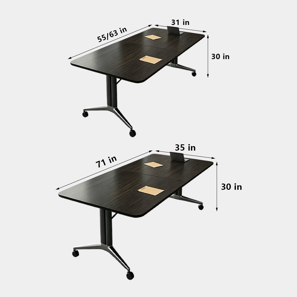 Foldable Conference Table Long Rectangular & Movable Modular Design - image 7