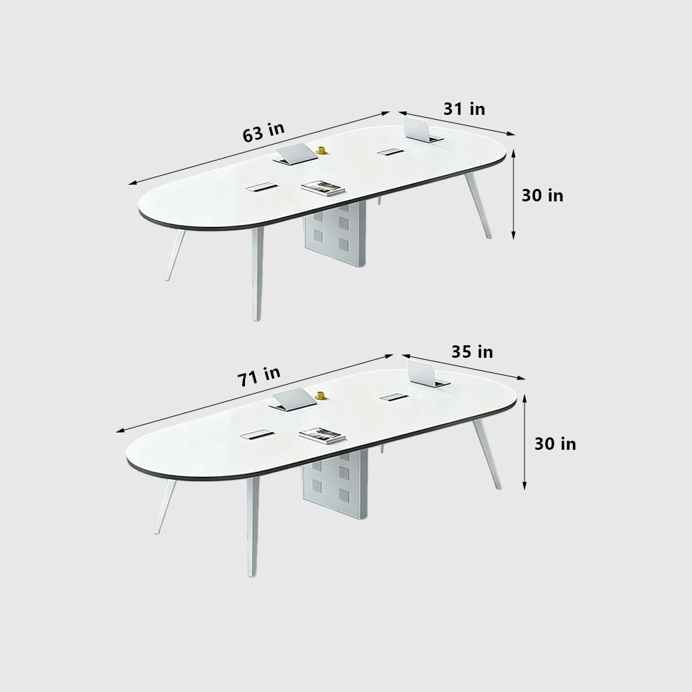 Modern Elliptical Tapered Conference Table – Long Training Desk for Offices - image 7