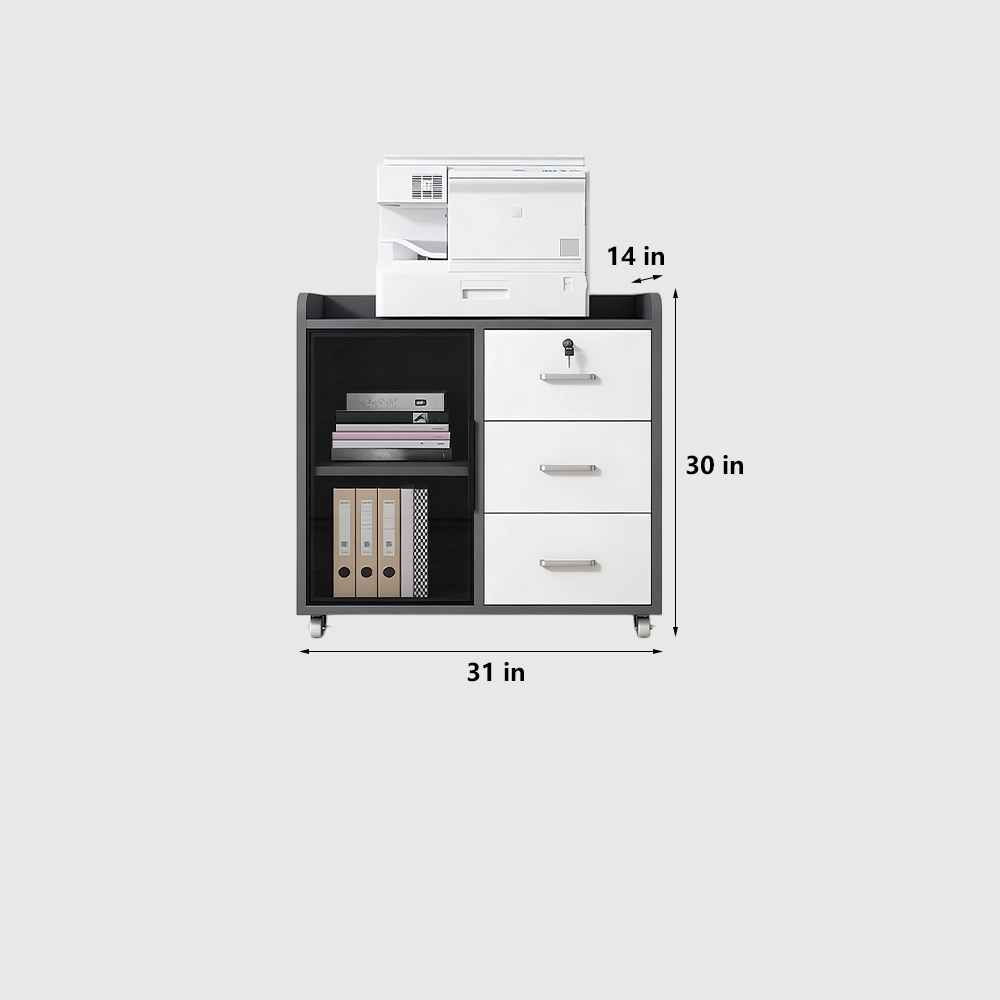 Modern Mobile Office Cabinet with Glass Front - image 7