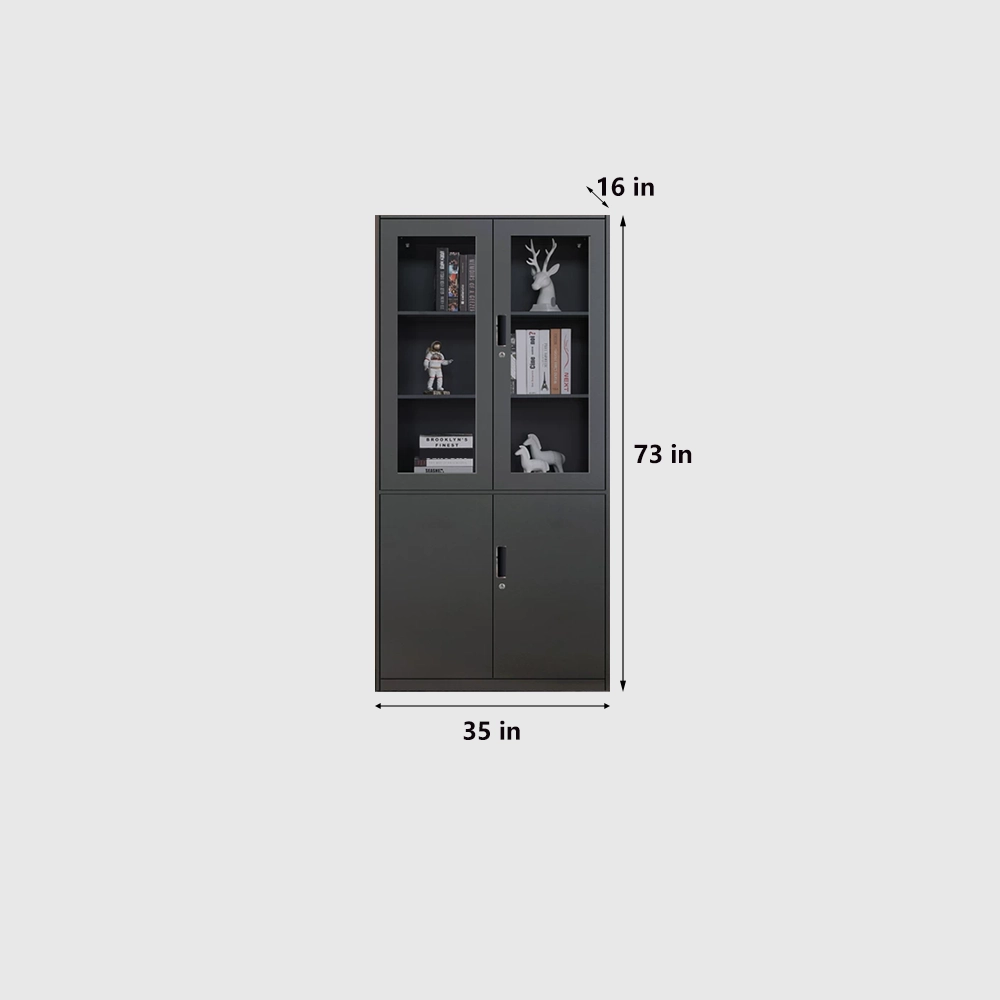 Modern Metal Filing Cabinet with Glass Display Doors - image 6