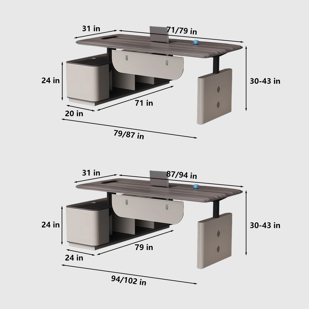 Modern Height Adjustable Electric Office Desk with Drawers & Storage Cabinet - image 7