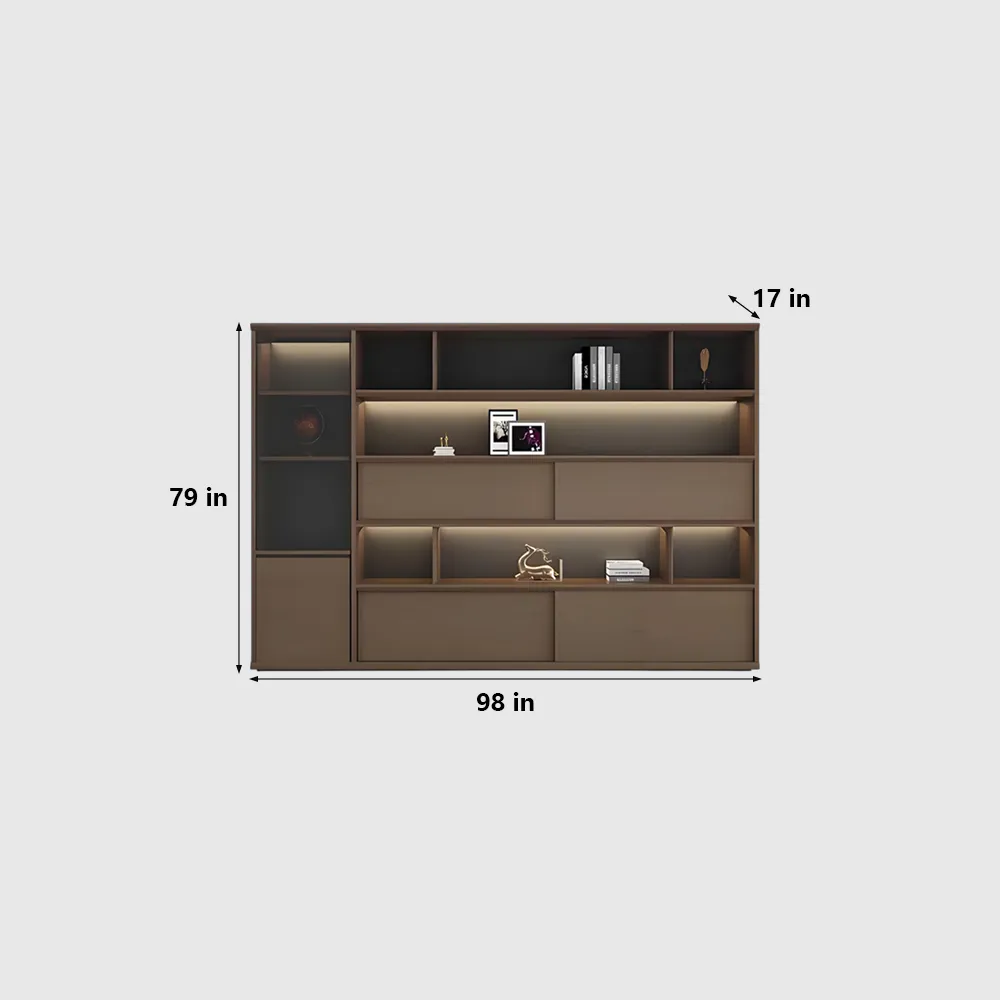 Wooden Glass Door Office Cabinet – Floor Standing File & Bookcase - image 7
