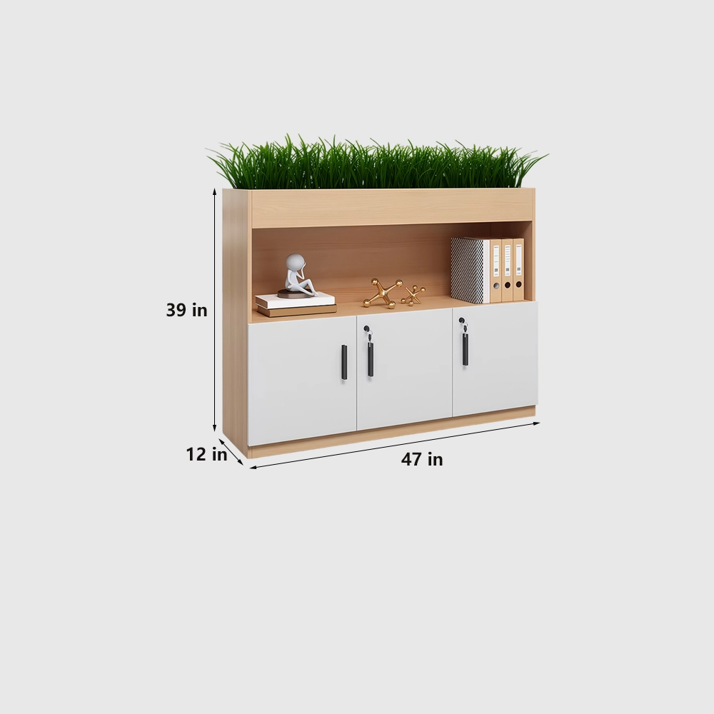 Wooden Office File Cabinet with Planter Box - image 7