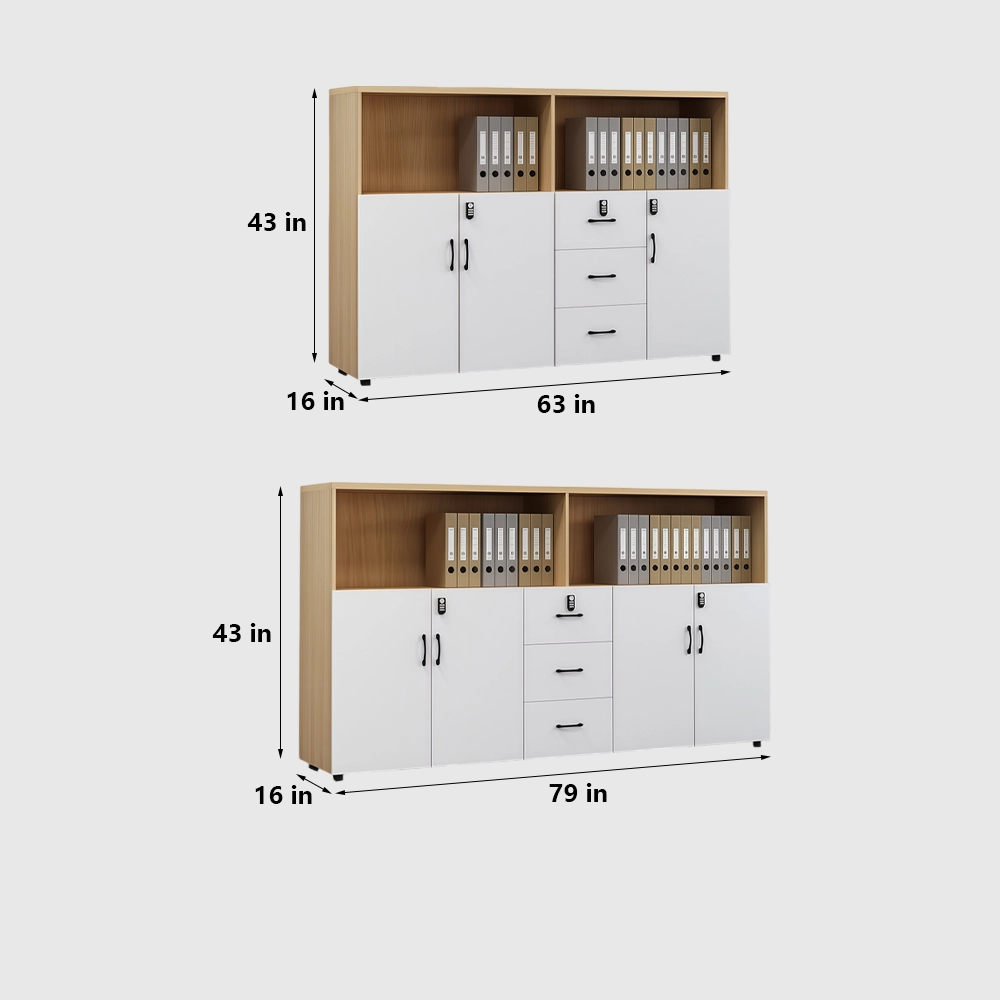 Lockable Wooden Low File Cabinet Bookcase - image 8