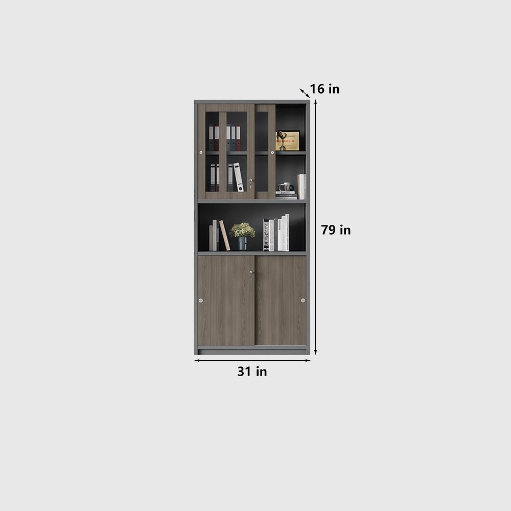 Wooden Sliding Door Office File & Book Cabinet - image 8