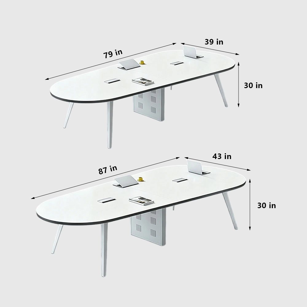 Modern Elliptical Tapered Conference Table – Long Training Desk for Offices - image 8
