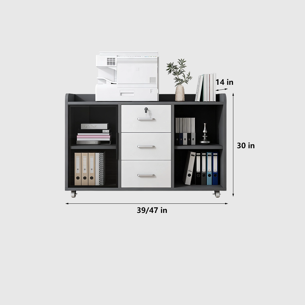 Modern Mobile Office Cabinet with Glass Front - image 8
