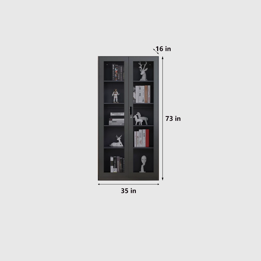 Modern Metal Filing Cabinet with Glass Display Doors - image 7