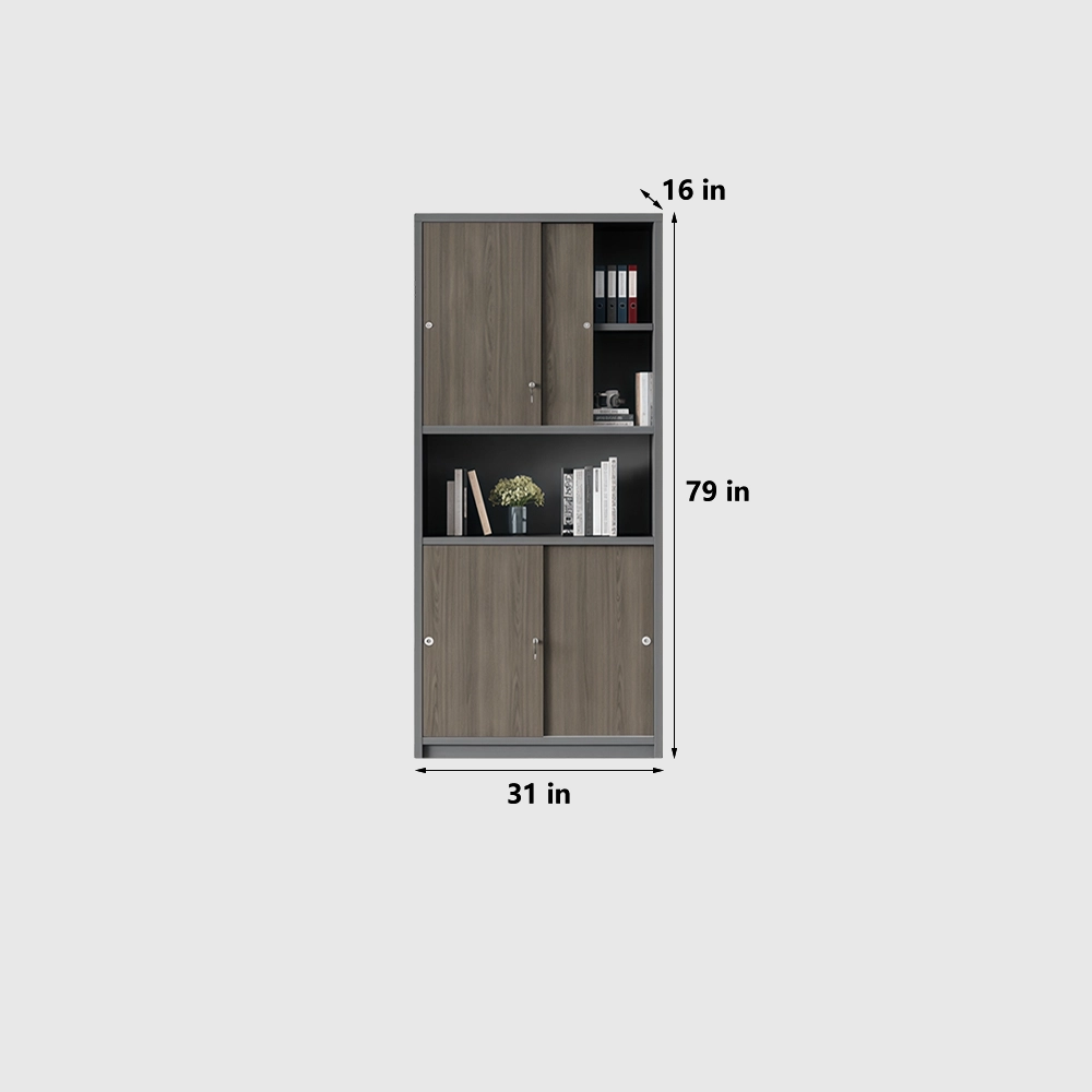 Wooden Sliding Door Office File & Book Cabinet - image 9