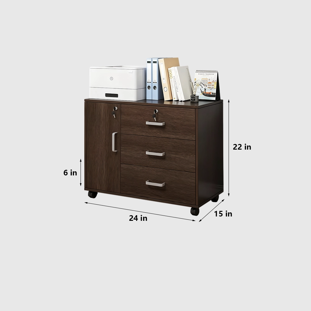 Mobile Wooden Office File Cabinet - image 8