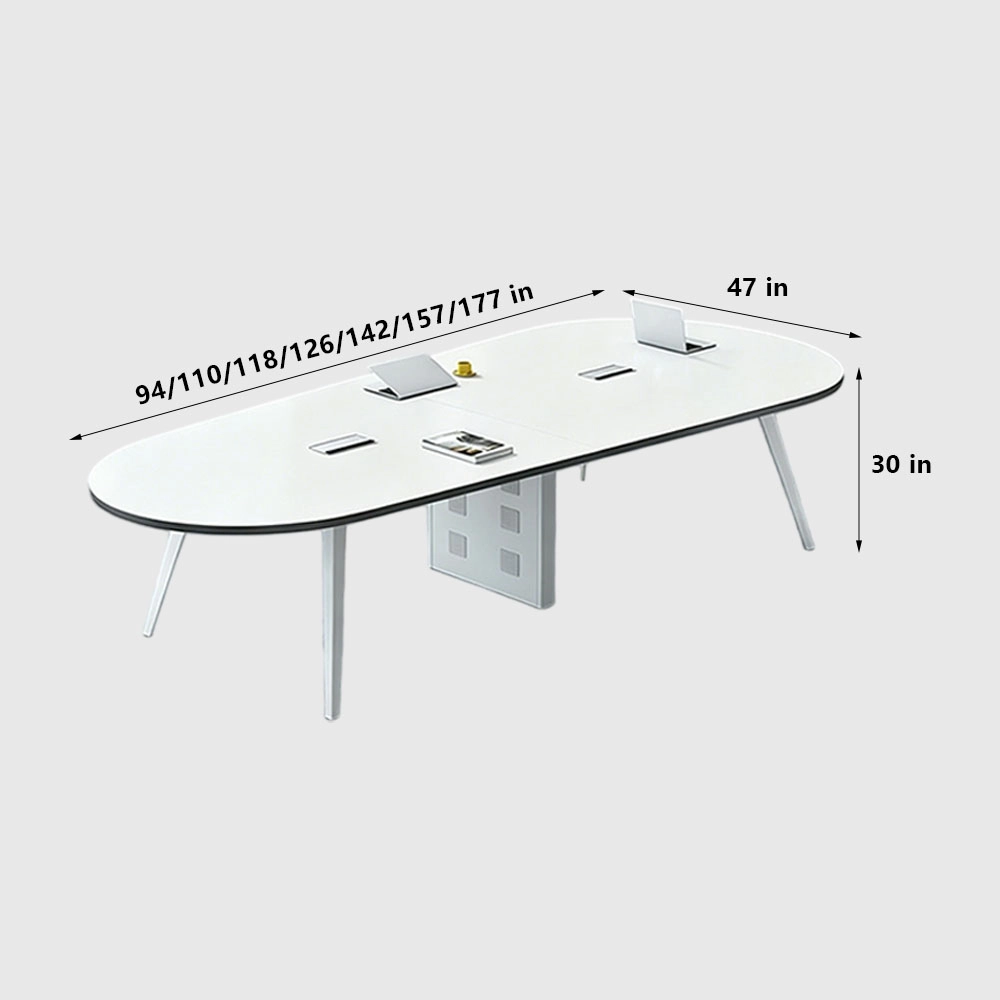 Modern Elliptical Tapered Conference Table – Long Training Desk for Offices - image 9