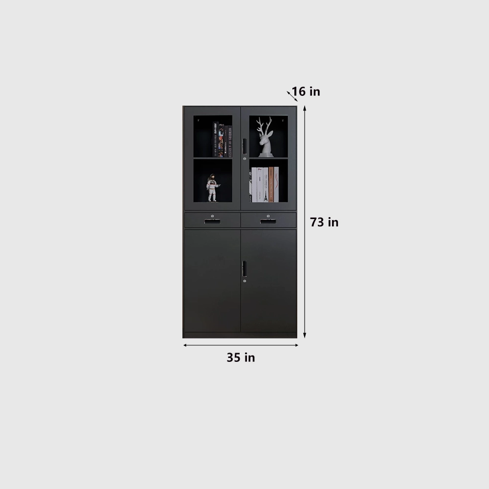 Modern Metal Filing Cabinet with Glass Display Doors - image 8