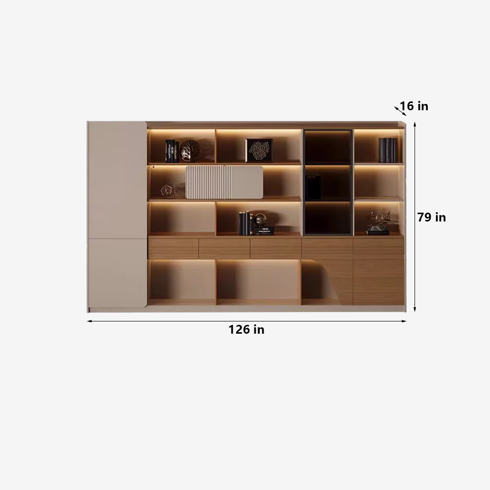 Luxury Wood Grain Filing Cabinet With Lights - image 8