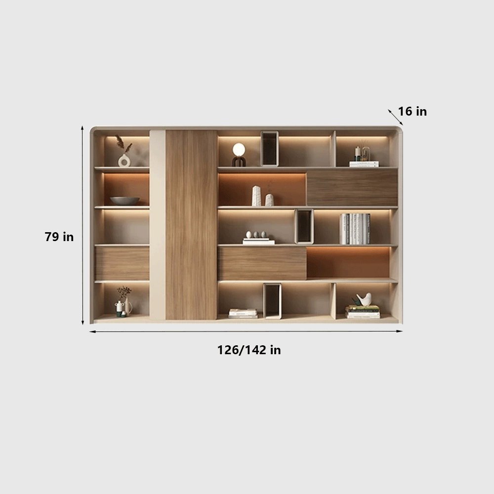 Light Luxury Wood Bookcase File Cabinet - image 8