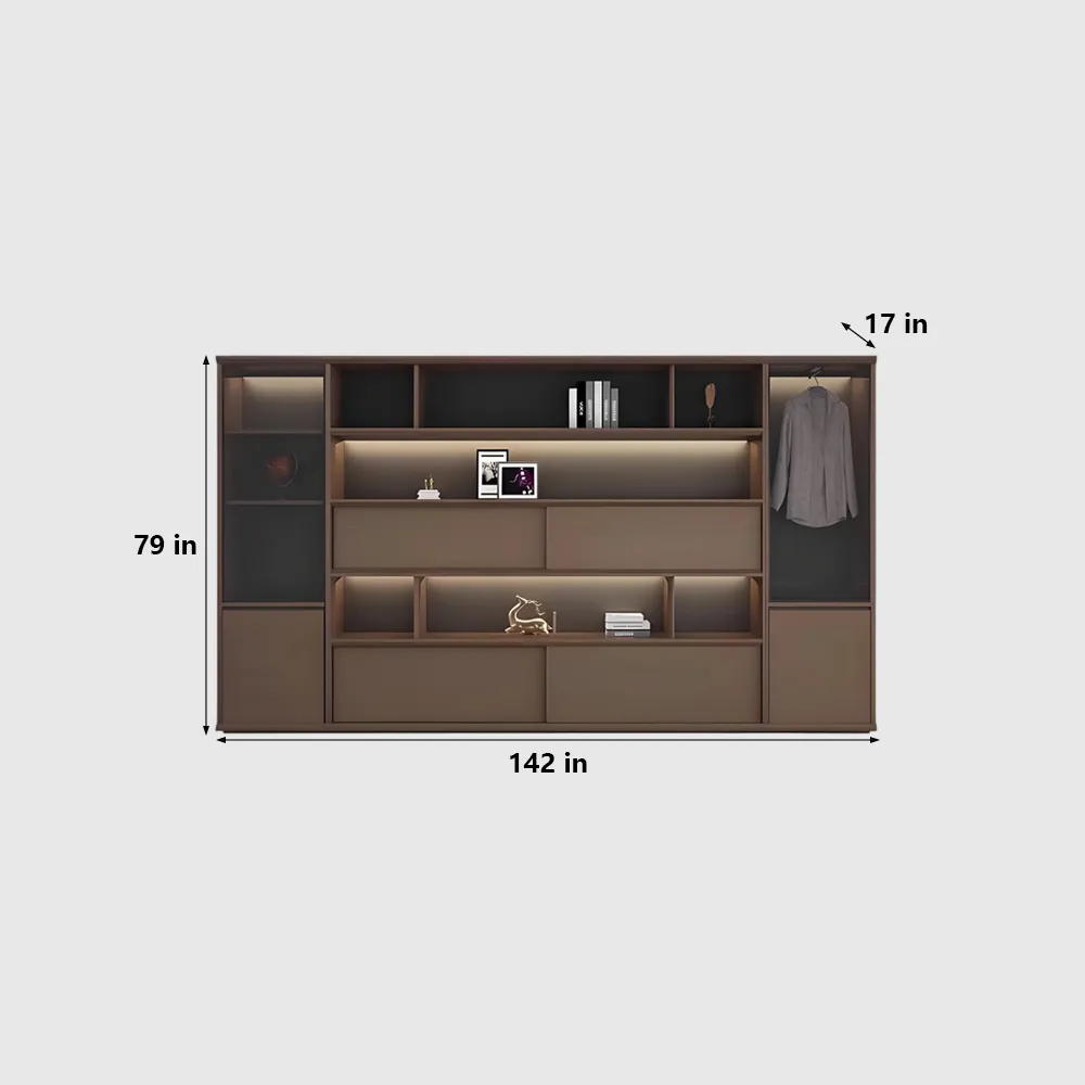 Wooden Glass Door Office Cabinet – Floor Standing File & Bookcase - image 9