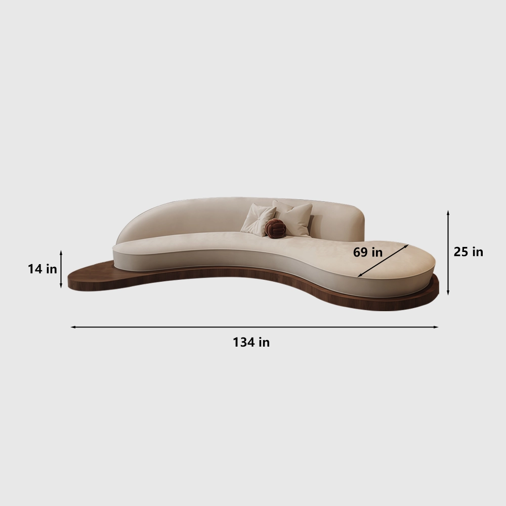 Retro Solid Wood Curved Sofa - image 9