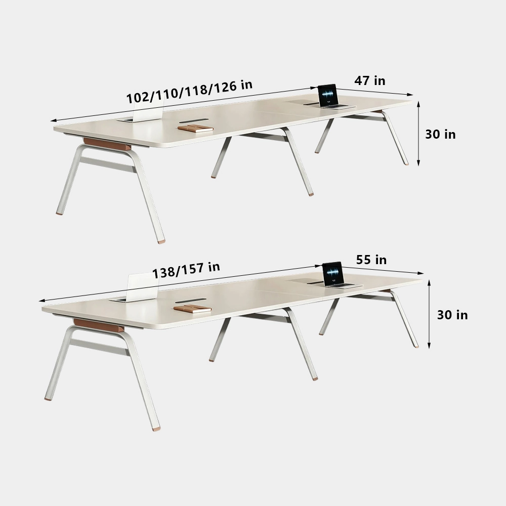 Minimalist Modern Conference Table – Long Rectangle Desk for Office Meeting Rooms - image 9