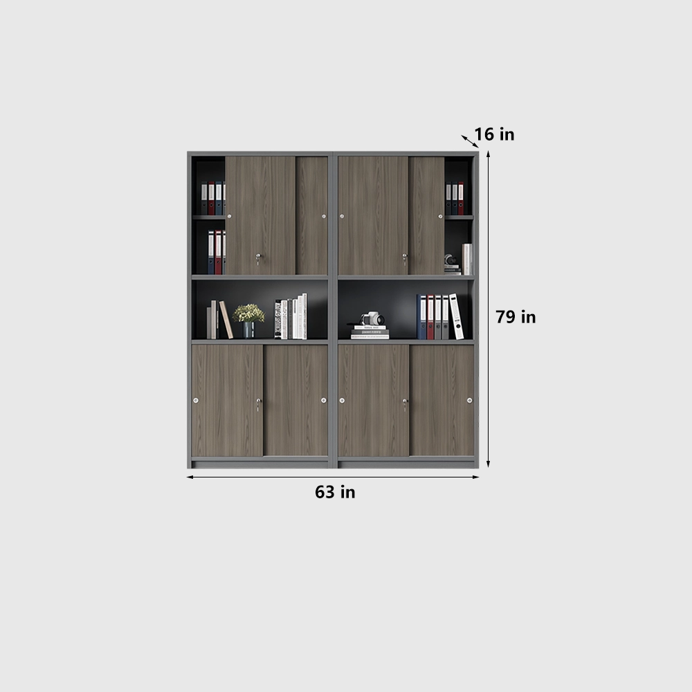 Wooden Sliding Door Office File & Book Cabinet - image 10