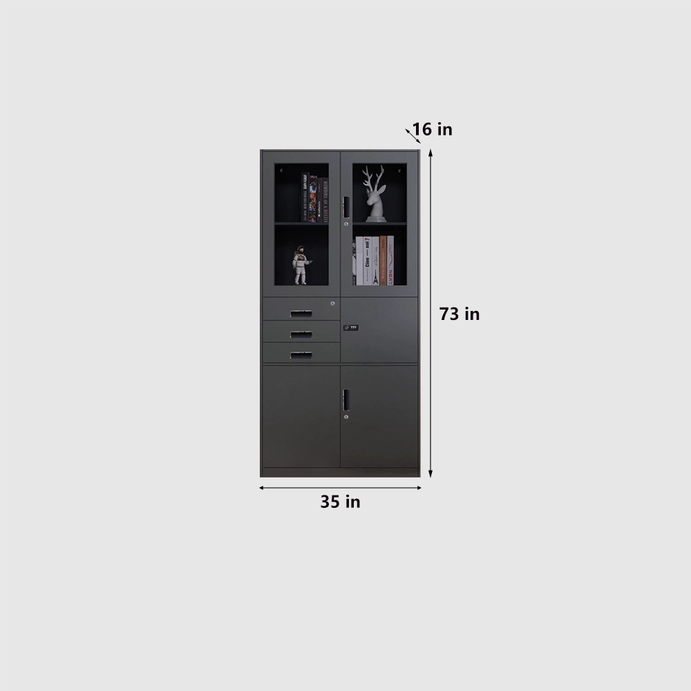 Modern Metal Filing Cabinet with Glass Display Doors - image 9