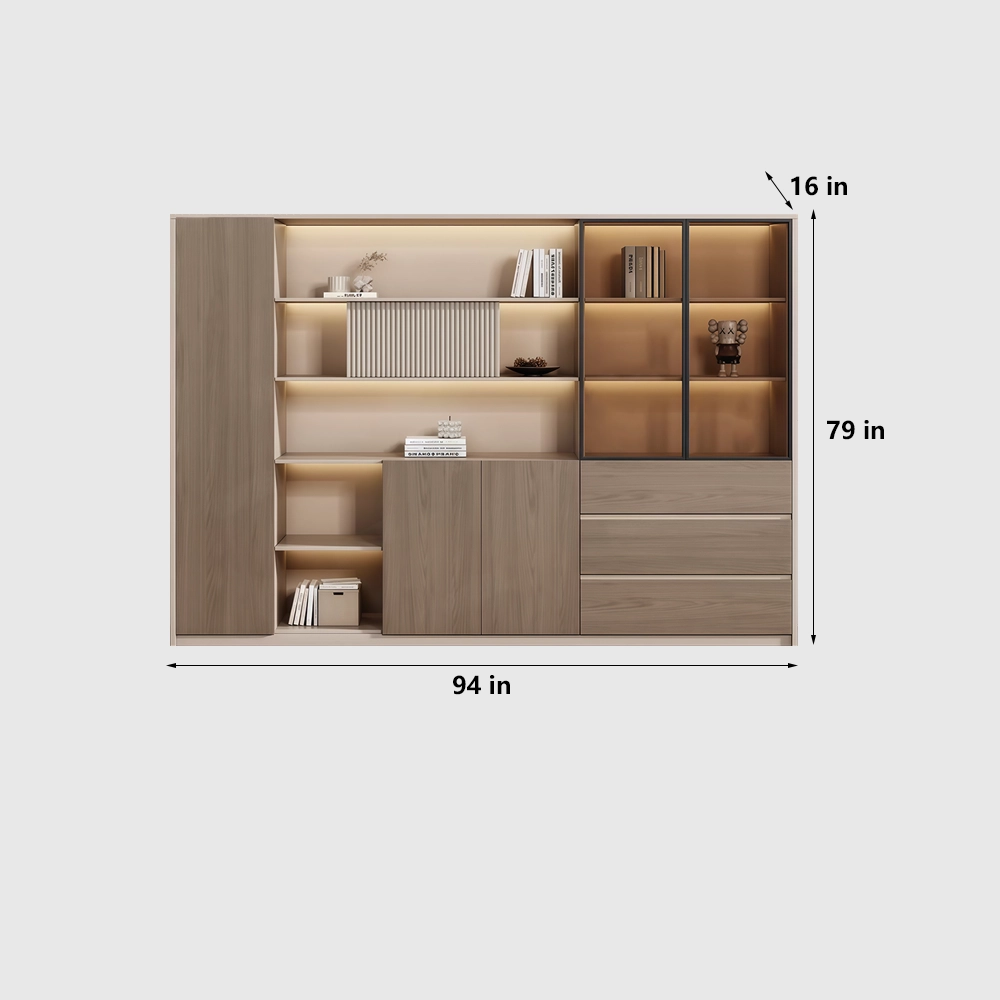 Modern Wooden Office Cabinet with Glass Doors - image 10