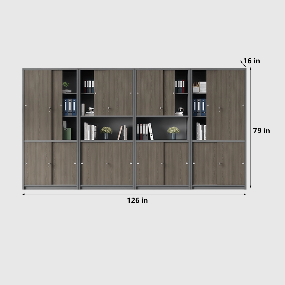 Wooden Sliding Door Office File & Book Cabinet - image 11
