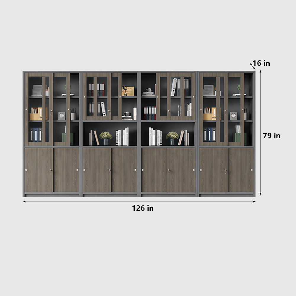 Wooden Sliding Door Office File & Book Cabinet - image 12