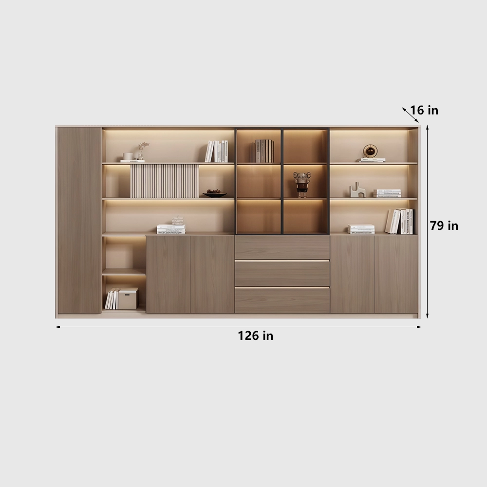 Modern Wooden Office Cabinet with Glass Doors - image 12