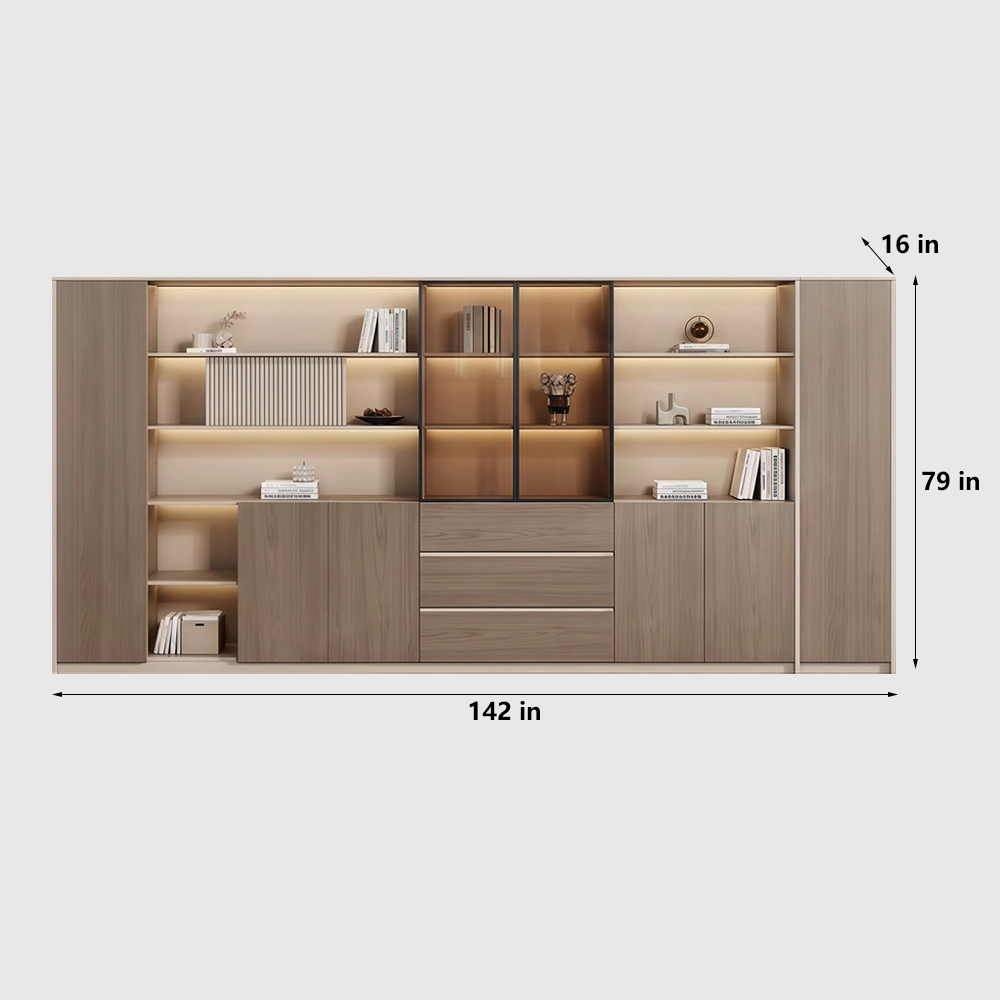 Modern Wooden Office Cabinet with Glass Doors - image 13
