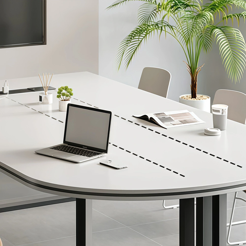 White Semicircular Long Training Table - image 4