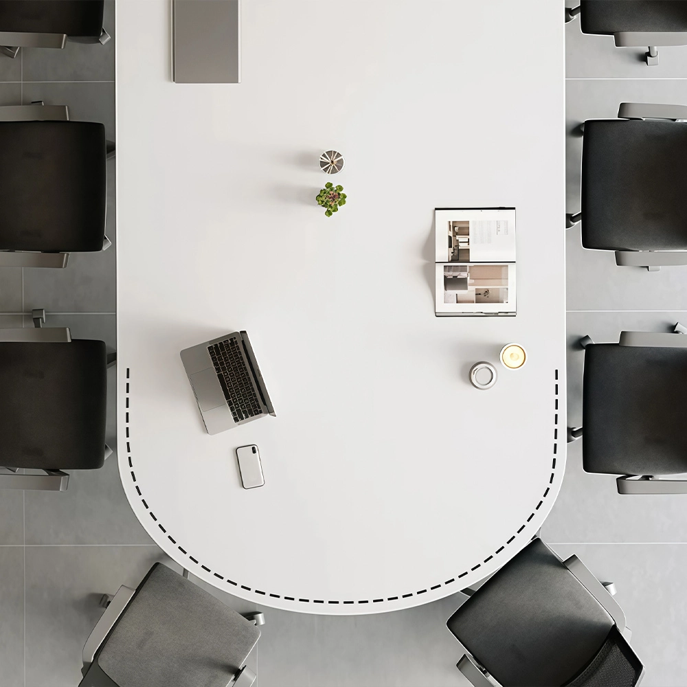 White Semicircular Long Training Table - image 5