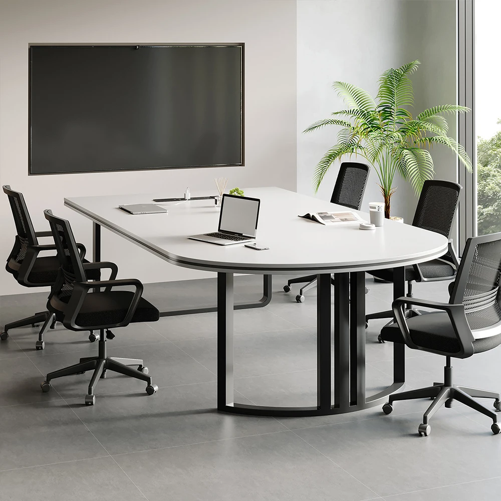 White Semicircular Long Training Table - image 2