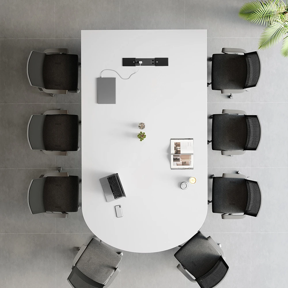 White Semicircular Long Training Table - image 3