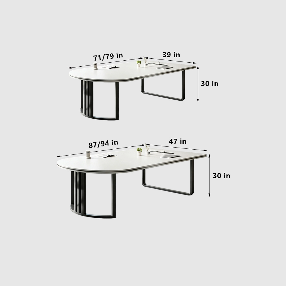 White Semicircular Long Training Table - image 7